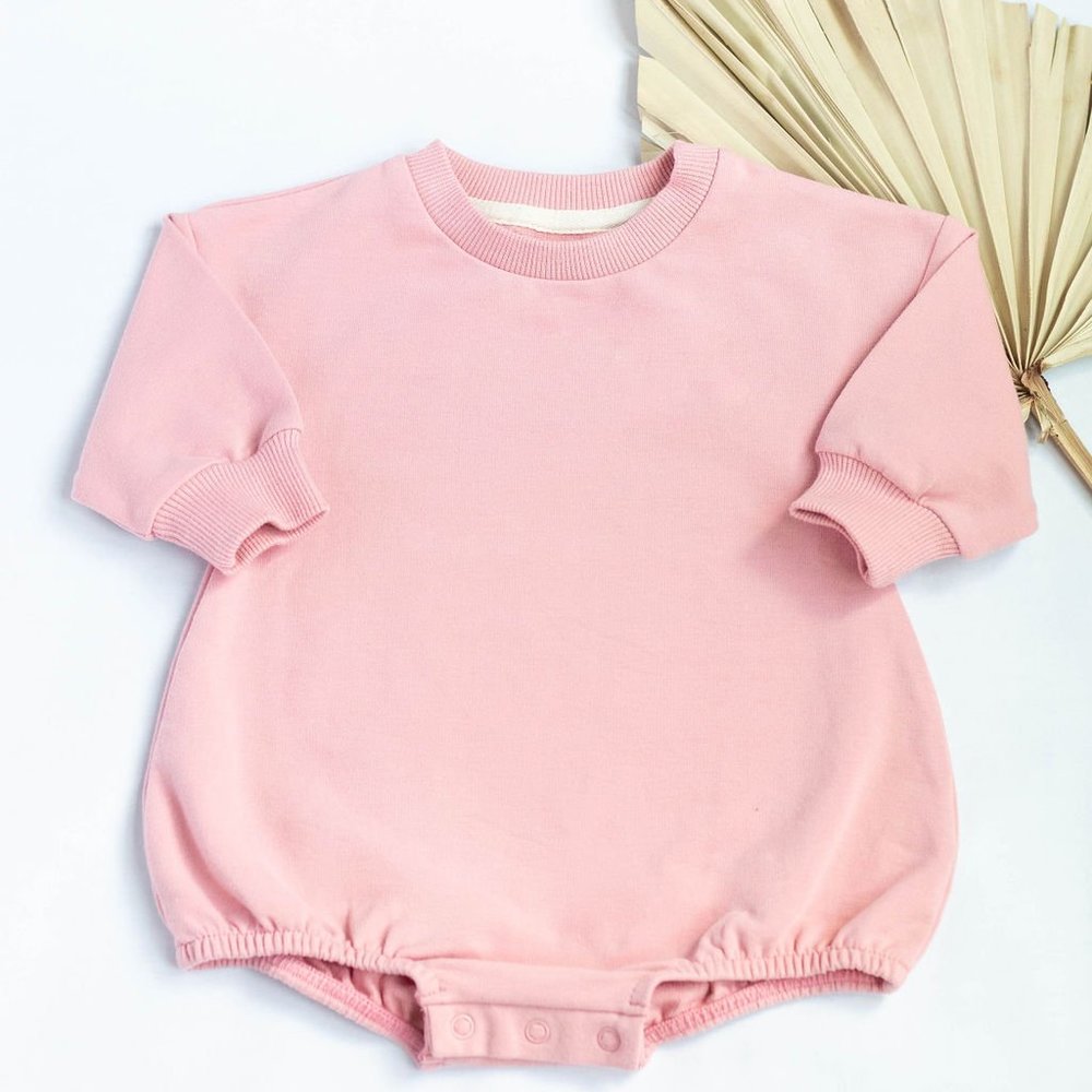 6-12 month Pink organic bubble romper oversized
